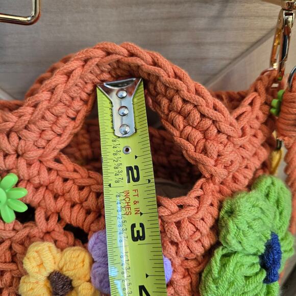 FLR PWR Transformed Macrame Crossbody bag guitar strap Small orange green Red - Picture 16 of 16